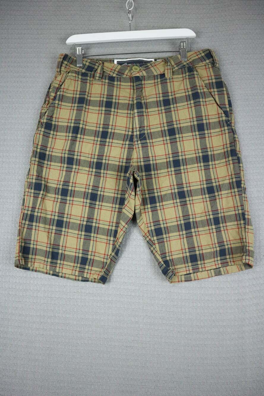 Men's Triple Five Soul Plaid Chino Shorts Tan 36W Mens